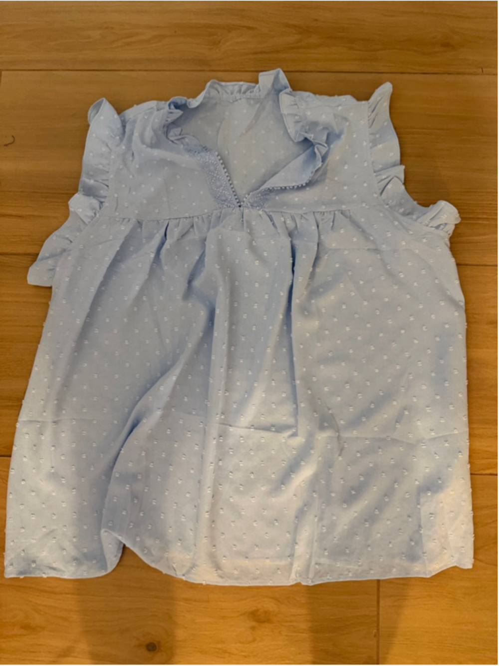 NEW Plus Size Summer Blouse Flowy V Neck Swiss Dot Sleeveless Ruffle 3X